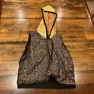 Gold hip hop costume w/ hoodie top and pants